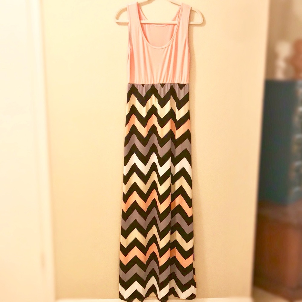 Chevron Print Maxi Dress
